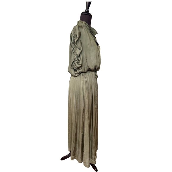 Zadig & Voltaire Ray Satin Maxi Dress Sage Green - Parisian Glamour Size M - Picture 7 of 15